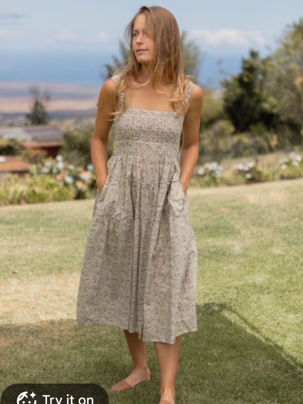 Neuflora Lenna Dress Olive Green Floral